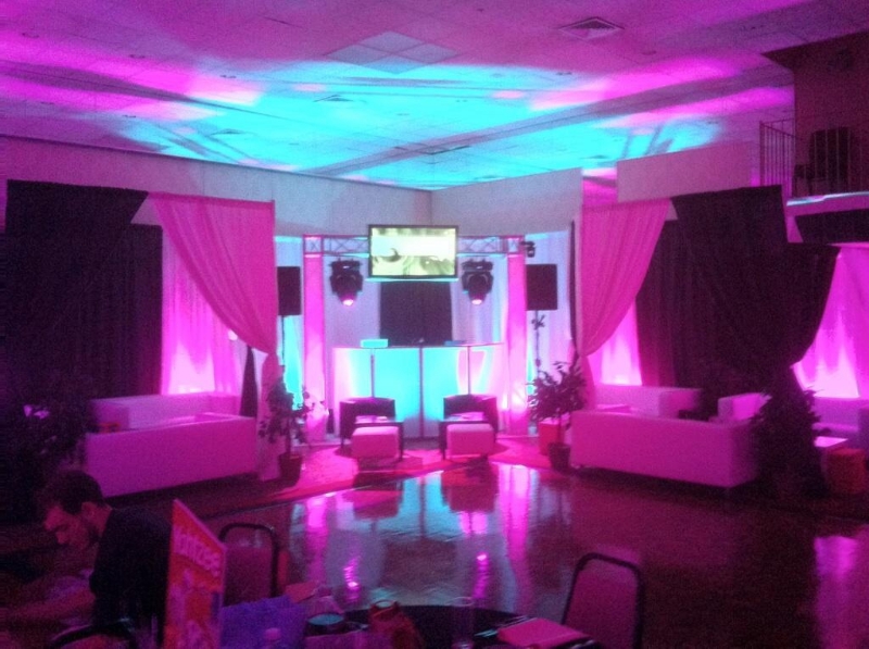 Bar mitzvah set up with decor and VIP areas
